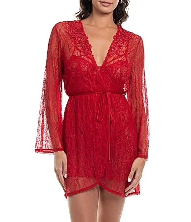 Allover Lace Long V-Neck Sleeve Robe by In Bloom by Jonquil