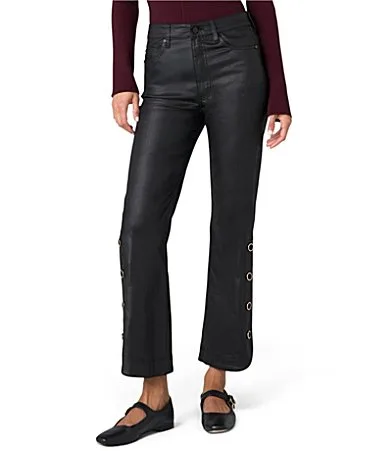 Hannah Coated Stretch Denim Flare Leg Ankle Length Jeans by Liverpool Los Angeles