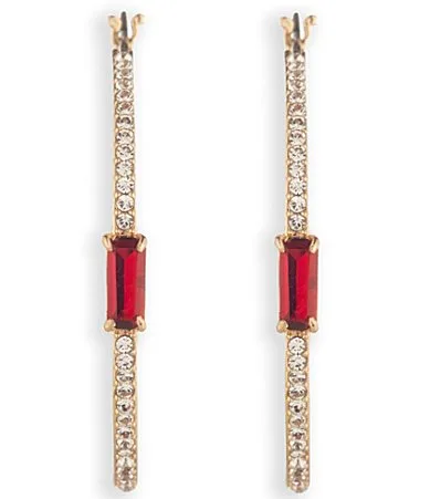 Lauren Ralph Lauren Gold Tone Siam Baguette Hoop Earrings by Ralph Lauren