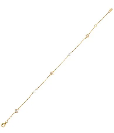Argento Vivo Pearl Clover Station Line Bracelet by Argento Vivo