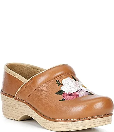 Dansko Professional Floral Embroidered Leather Clogs by Dansko
