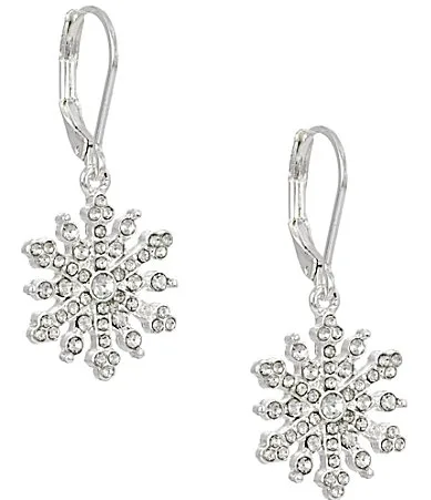 Merry & Bright Crystal Snowflake Drop Earrings