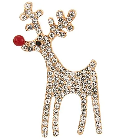 Merry & Bright Crystal Reindeer Pin