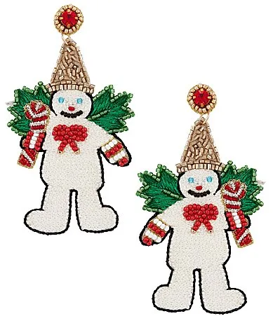 Merry & Bright Mr. Bingle Christmas Beaded Drop Earrings by Merry & Bright