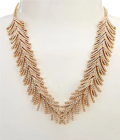 Southern Living x Borrowed & Blue Pave Rhinestone Fan Statement Necklace by Southern Living