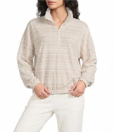 Half Zip Long Sleeve Patch Pocket Knit Jacquard Pullover by Kinesis