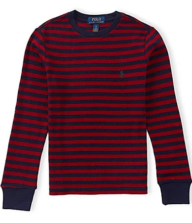 Long Sleeve Striped Waffle Knit T-Shirt by Polo Ralph Lauren