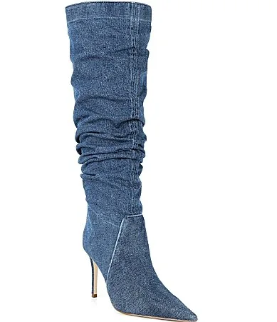 Dawn Tall Slouchy Denim Heeled Boots by MICHAEL Michael Kors