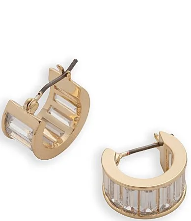 Lauren Ralph Lauren CZ Baguette Hoop Earrings by Ralph Lauren