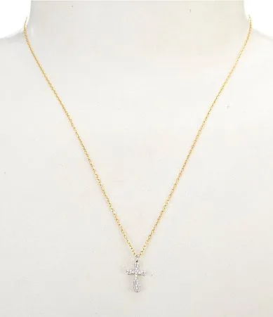 Two Tone Cross Short Pendant Necklace