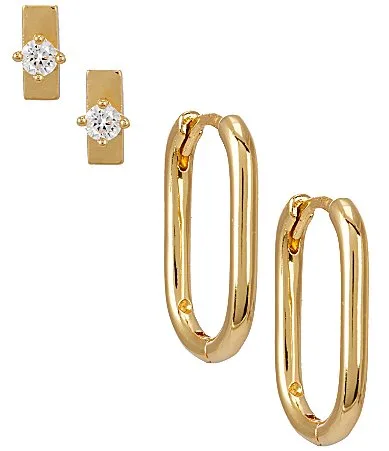 Square Hoop and Stud Earring Set