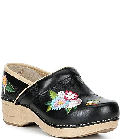 XP 2.0 Floral Embroidered Leather Clogs by Dansko