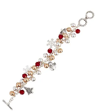 Bead Multi Christmas Charm Drop Line Bracelet by Merry & Bright