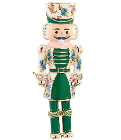 Floral Print Nutcracker Pin by Merry & Bright