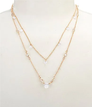 Southern Living x Borrowed & Blue Crystal CZ Channel Station Chain Short Multi-Strand Necklace by Southern Living