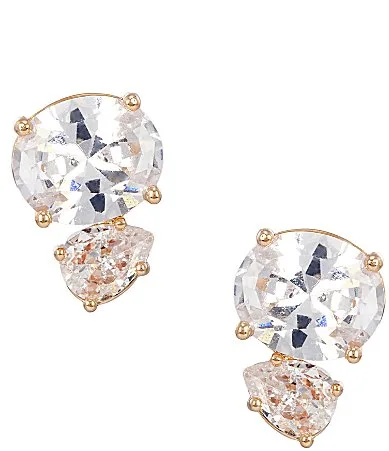 Southern Living x Borrowed & Blue Crystal CZ Oval Teardrop Stone Stud Earrings by Southern Living
