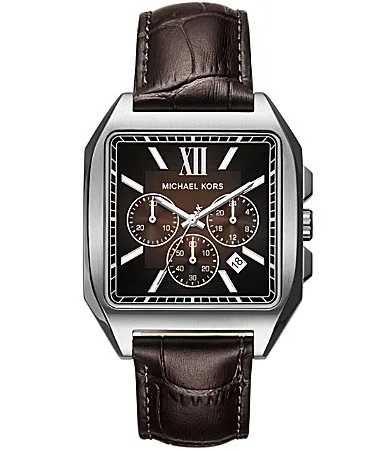 Michael Kors Hayes Quartz Chronograph Leather Strap Watch by MICHAEL Michael Kors