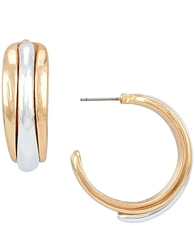 Two Tone Hoop Earrings by Dillards