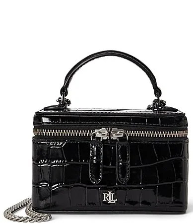 Lauren Ralph Lauren Hallee Croc-Embossed Small Vanity Case Crossbody Bag by Ralph Lauren