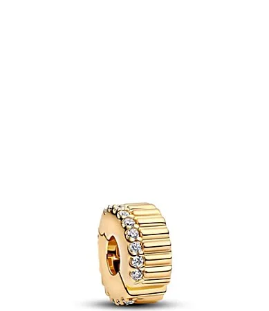 Mini Ribbed Clip Gold Charm by Pandora