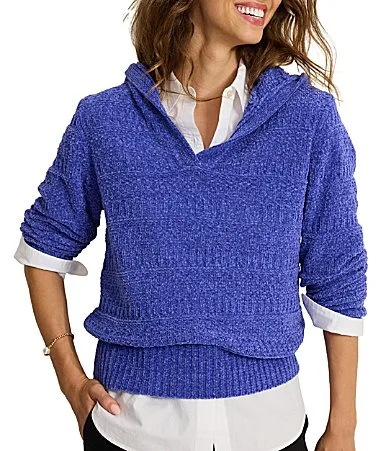 Texture Chenille Hoodie Neck Long Sleeve Sweater by Tommy Bahama