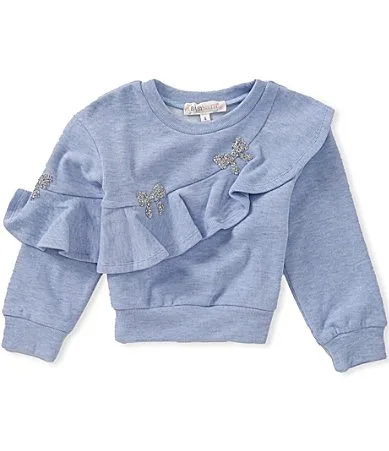 Embellished-Bow-Motif Velour Sweatshirt by Baby Sara