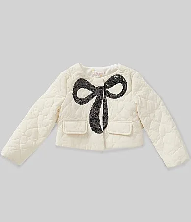 Long-Sleeve Bow-Motif Quilted Jacket by Sara Sara