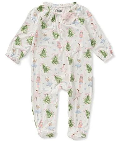 Long Sleeve Christmas Tree Printed Footed Coverall by Mud Pie