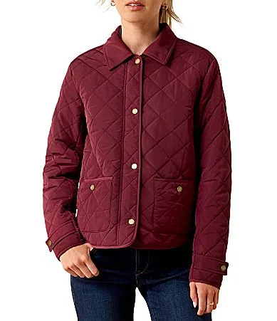 Woodgate Woven Quilted Point Collar Long Sleeve Oversized Jacket by Ariat