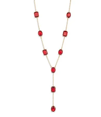 Lauren Ralph Lauren Gold Tone Siam Multi Stone Y Necklace by Ralph Lauren