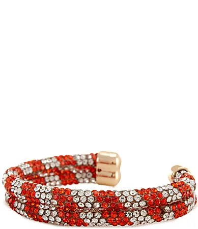 Christmas Candy Cane Stone Tape 2 Row Cuff Bracelet by Merry & Bright