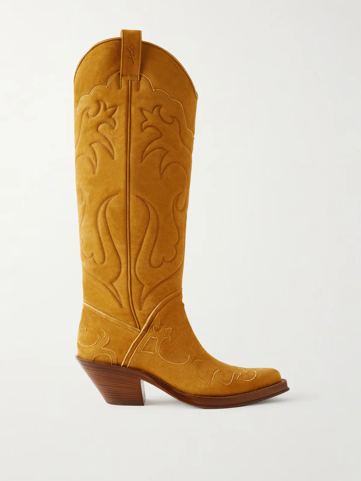 - Capitana Embroidered Suede Knee Boots -