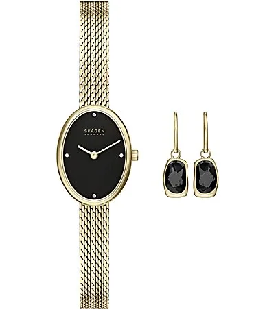 Anita Oval Two-Hand Gold-Tone Stainless Steel Watch Set by Skagen
