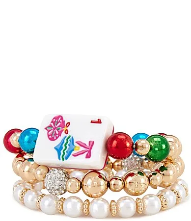 Mahjong Ornament Stretch Bracelet Set by Merry & Bright