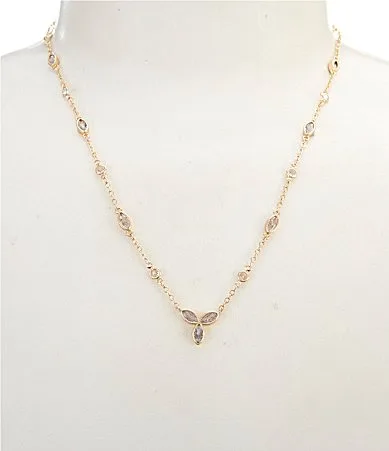Southern Living x Borrowed Blue Delicate Rhinestone Marquis Chain Necklace by Southern Living