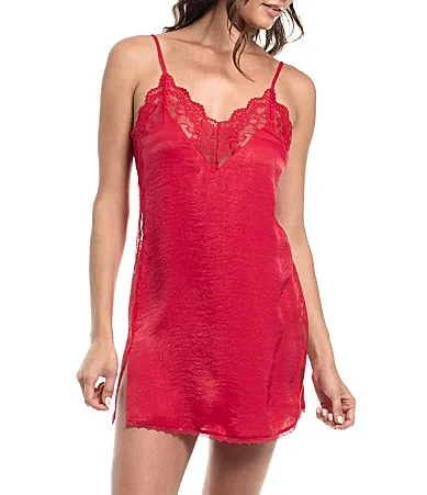 Solid Sleeveless V-Neck Satin Chemise by In Bloom by Jonquil