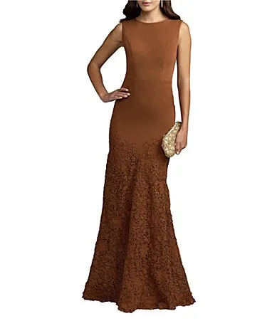 Mac Duggal Sleeveless Lace Bottom Evening Gown by M.A.C.