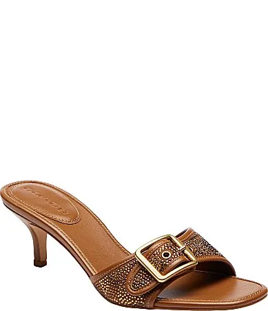 Margot Crystal Leather Kitten Heel Sandals by Coach