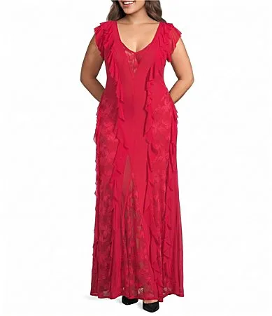 Trista Lace Ruffle V-Neck Sleeveless Maxi Dress by Afrm