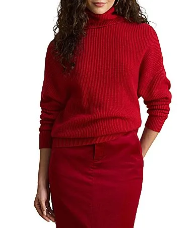 Lauren Ralph Lauren Ribbed Knit Cashmere Turtle Neck Long Sleeve Sweater Top by Ralph Lauren