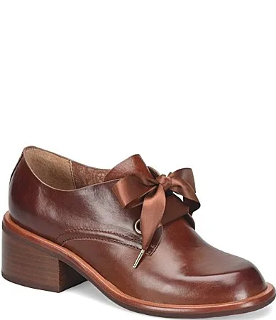 Juney Leather Ribbon Lace Block Heel Oxfords by Kork-Ease
