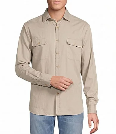 Solid Long Sleeve Woven Shirt by Cremieux