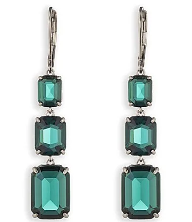 Lauren Ralph Lauren Silver Tone Emerald Triple Drop Earrings by Ralph Lauren