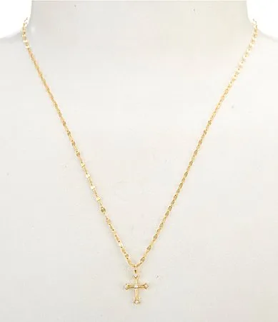 CZ Cross Short Pendant Necklace by Argento Vivo