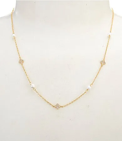 Pearl Clover Station Collar Necklace by Argento Vivo