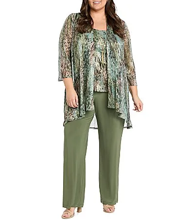 3-Piece Printed Moonlight Metallic Knit Set by R&M Richards