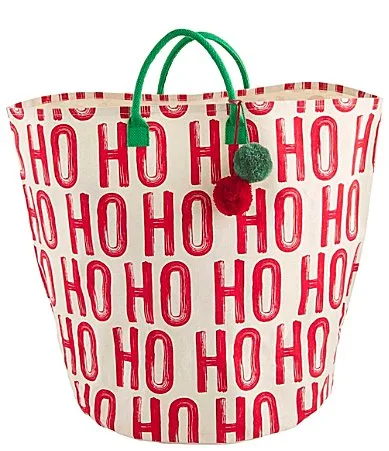 Holiday Collection Ho Ho Ho Canvas Christmas Tote Bag by Mud Pie