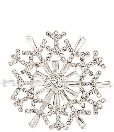Crystal Stone Snowflake Pin