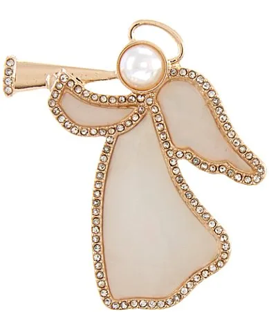 Pearl Crystal Pave White Shell Paper Angel Pin