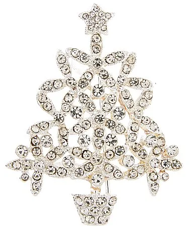 Glitzy Crystal Christmas Tree Pin